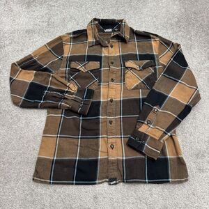 Vans Fall Collection 2010 Flannel Skate Shirt Men Small Brown Black Plaid Cotton